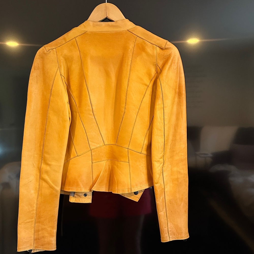 Andrew Marc Women's Mustard Leather Jacket - Picture 2 of 8